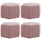 Contemporary Footstool Ottoman Suede Upholstered Solid Color Pentagon Ottoman 18.5"L x 18.5"W x 12"H Pinkish Red 4 Piece Set Clearhalo 'furn' 'furn_ottomans_poufs' 'Furniture' 'Living Room Furniture' 'Ottomans & Poufs' 'ottomans_poufs' 5852202