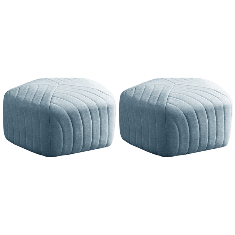 Contemporary Footstool Ottoman Suede Upholstered Solid Color Pentagon Ottoman 18"L x 18"W x 12"H Sky Blue 2 Piece Set Clearhalo 'furn' 'furn_ottomans_poufs' 'Furniture' 'Living Room Furniture' 'Ottomans & Poufs' 'ottomans_poufs' 5852204