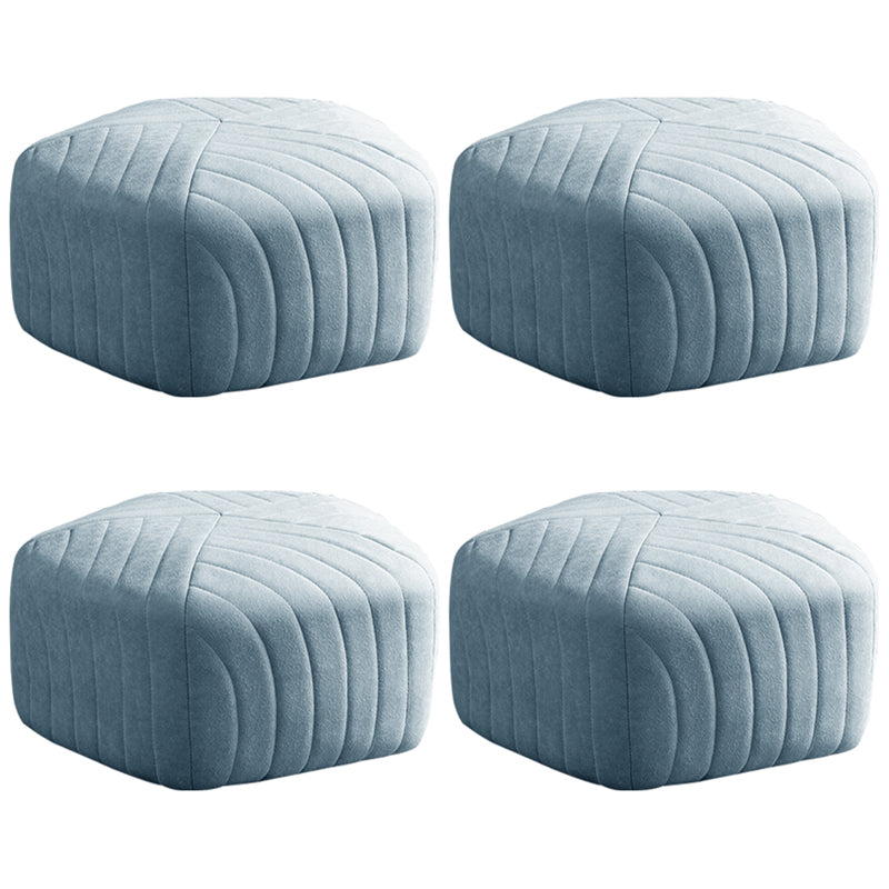 Contemporary Footstool Ottoman Suede Upholstered Solid Color Pentagon Ottoman 18"L x 18"W x 12"H Sky Blue 4 Piece Set Clearhalo 'furn' 'furn_ottomans_poufs' 'Furniture' 'Living Room Furniture' 'Ottomans & Poufs' 'ottomans_poufs' 5852205