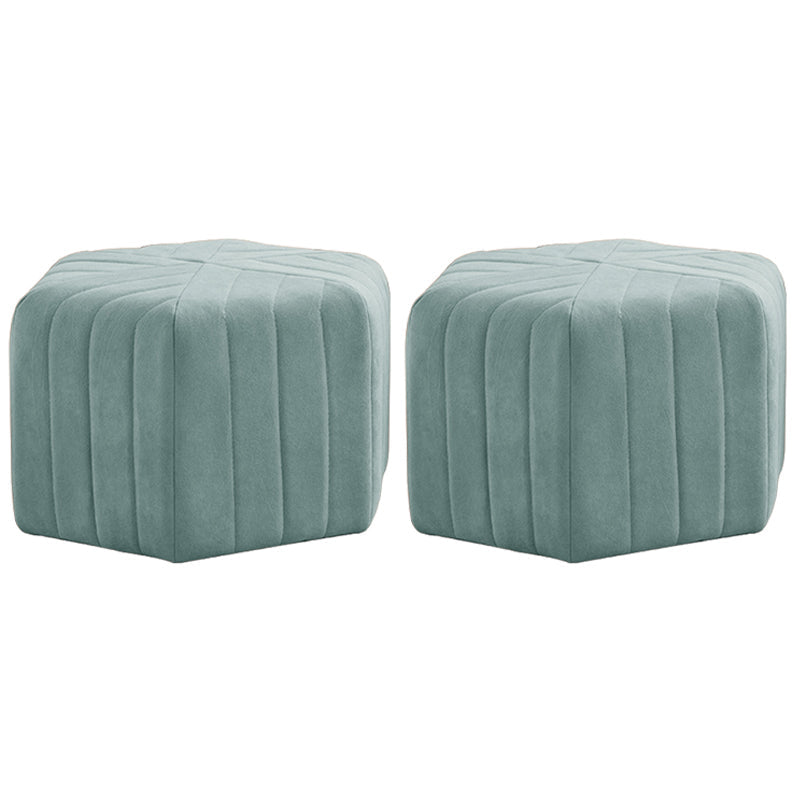 Contemporary Footstool Ottoman Suede Upholstered Solid Color Pentagon Ottoman 18.5"L x 18.5"W x 12"H Sky Blue 2 Piece Set Clearhalo 'furn' 'furn_ottomans_poufs' 'Furniture' 'Living Room Furniture' 'Ottomans & Poufs' 'ottomans_poufs' 5852207