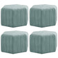 Contemporary Footstool Ottoman Suede Upholstered Solid Color Pentagon Ottoman 18.5"L x 18.5"W x 12"H Sky Blue 4 Piece Set Clearhalo 'furn' 'furn_ottomans_poufs' 'Furniture' 'Living Room Furniture' 'Ottomans & Poufs' 'ottomans_poufs' 5852208
