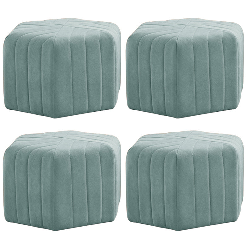 Contemporary Footstool Ottoman Suede Upholstered Solid Color Pentagon Ottoman 18.5"L x 18.5"W x 12"H Sky Blue 4 Piece Set Clearhalo 'furn' 'furn_ottomans_poufs' 'Furniture' 'Living Room Furniture' 'Ottomans & Poufs' 'ottomans_poufs' 5852208