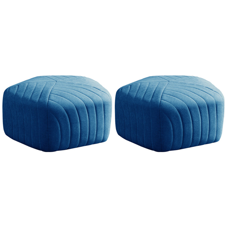 Contemporary Footstool Ottoman Suede Upholstered Solid Color Pentagon Ottoman 18"L x 18"W x 12"H Navy 2 Piece Set Clearhalo 'furn' 'furn_ottomans_poufs' 'Furniture' 'Living Room Furniture' 'Ottomans & Poufs' 'ottomans_poufs' 5852210