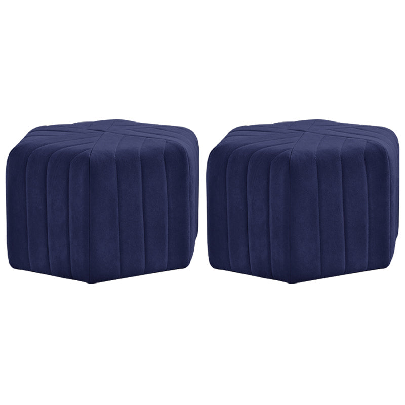 Contemporary Footstool Ottoman Suede Upholstered Solid Color Pentagon Ottoman 18.5"L x 18.5"W x 12"H Navy 2 Piece Set Clearhalo 'furn' 'furn_ottomans_poufs' 'Furniture' 'Living Room Furniture' 'Ottomans & Poufs' 'ottomans_poufs' 5852213