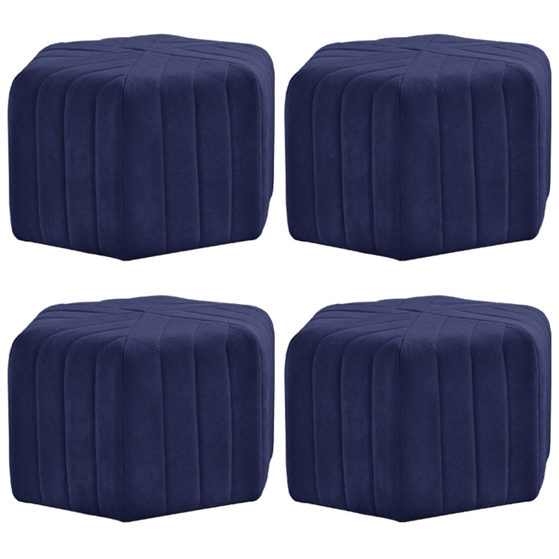 Contemporary Footstool Ottoman Suede Upholstered Solid Color Pentagon Ottoman 18.5"L x 18.5"W x 12"H Navy 4 Piece Set Clearhalo 'furn' 'furn_ottomans_poufs' 'Furniture' 'Living Room Furniture' 'Ottomans & Poufs' 'ottomans_poufs' 5852214