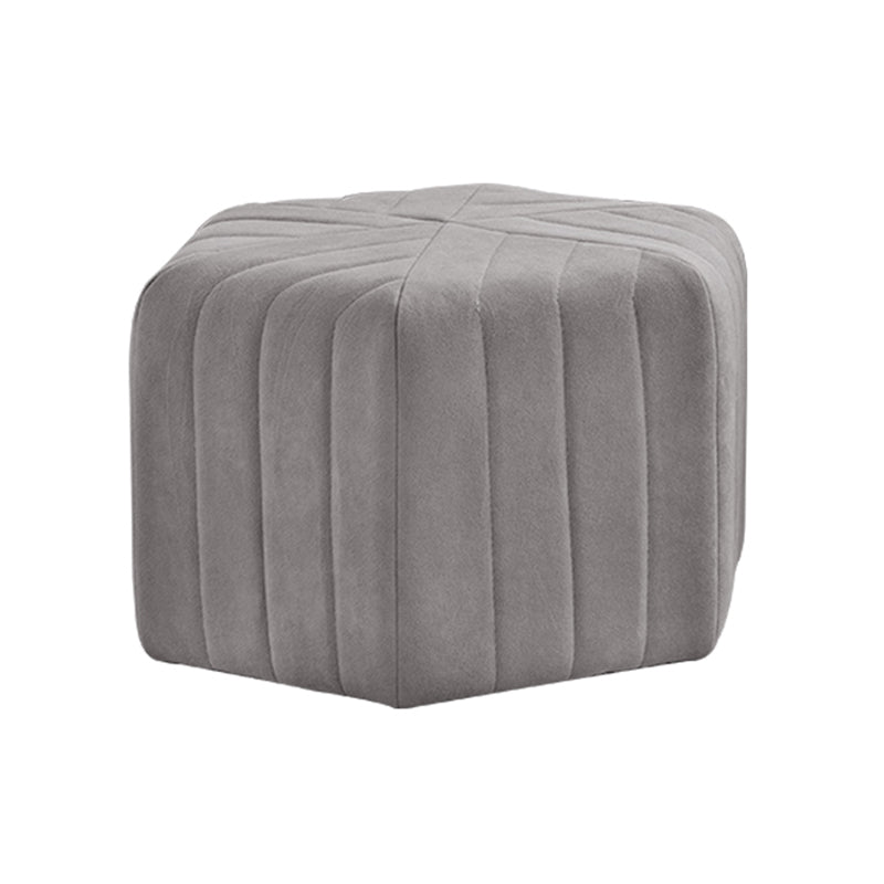 Contemporary Footstool Ottoman Suede Upholstered Solid Color Pentagon Ottoman 18.5"L x 18.5"W x 12"H Heather Gray 1 Piece Clearhalo 'furn' 'furn_ottomans_poufs' 'Furniture' 'Living Room Furniture' 'Ottomans & Poufs' 'ottomans_poufs' 5852218
