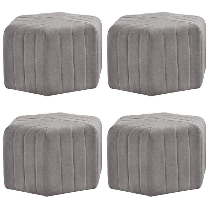 Contemporary Footstool Ottoman Suede Upholstered Solid Color Pentagon Ottoman 18.5"L x 18.5"W x 12"H Heather Gray 4 Piece Set Clearhalo 'furn' 'furn_ottomans_poufs' 'Furniture' 'Living Room Furniture' 'Ottomans & Poufs' 'ottomans_poufs' 5852220