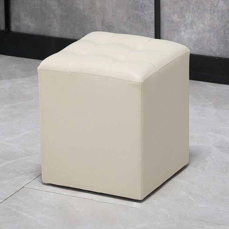Genuine Leathe Ottoman Square Modern Water Resistant Tufted Cube Ottoman Beige 1 Piece Clearhalo 'furn' 'furn_ottomans_poufs' 'Furniture' 'Living Room Furniture' 'Ottomans & Poufs' 'ottomans_poufs' 5852235