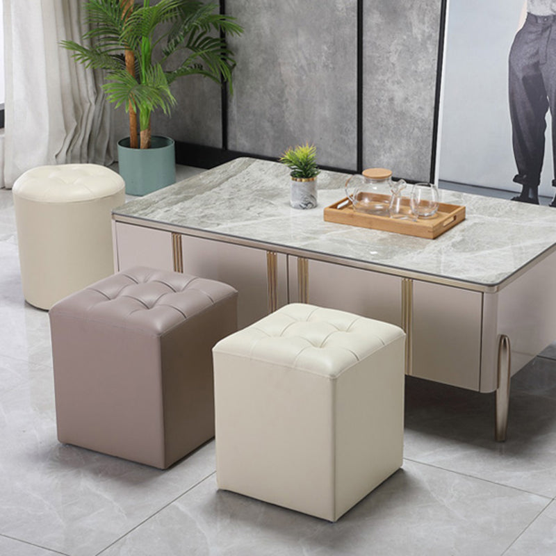 Genuine Leathe Ottoman Square Modern Water Resistant Tufted Cube Ottoman Clearhalo 'furn' 'furn_ottomans_poufs' 'Furniture' 'Living Room Furniture' 'Ottomans & Poufs' 'ottomans_poufs' 5852240