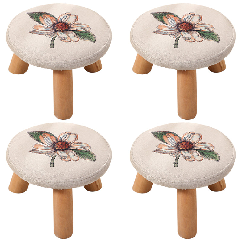 Grey Scratch Resistant Standard Flower Pattern Cotton Standard Light Gray 4 Piece Set Clearhalo 'furn' 'furn_ottomans_poufs' 'Furniture' 'Living Room Furniture' 'Ottomans & Poufs' 'ottomans_poufs' 5852258