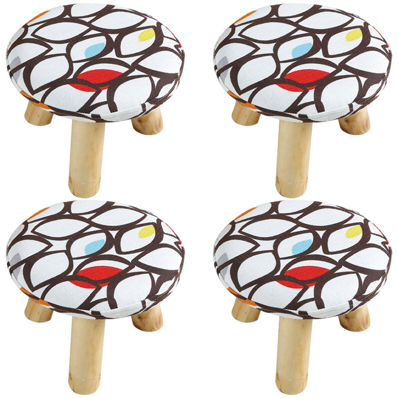 Grey Scratch Resistant Standard Flower Pattern Cotton Standard White 4 Piece Set Clearhalo 'furn' 'furn_ottomans_poufs' 'Furniture' 'Living Room Furniture' 'Ottomans & Poufs' 'ottomans_poufs' 5852264