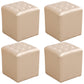 Mid-Century Modern Plain Boucle Square Pouf PU Leather Tufted Ottoman Footrest Champagne 4 Piece Set Clearhalo 'furn' 'furn_ottomans_poufs' 'Furniture' 'Living Room Furniture' 'Ottomans & Poufs' 'ottomans_poufs' 5852294