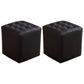 Mid-Century Modern Plain Boucle Square Pouf PU Leather Tufted Ottoman Footrest Black 2 Piece Set Clearhalo 'furn' 'furn_ottomans_poufs' 'Furniture' 'Living Room Furniture' 'Ottomans & Poufs' 'ottomans_poufs' 5852299