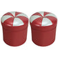Minimalist Round Ottoman Contrast Panel Faux Leather Indoor Round Chair Ottoman Red 2 Piece Set Clearhalo 'furn' 'furn_ottomans_poufs' 'Furniture' 'Living Room Furniture' 'Ottomans & Poufs' 'ottomans_poufs' 5852371