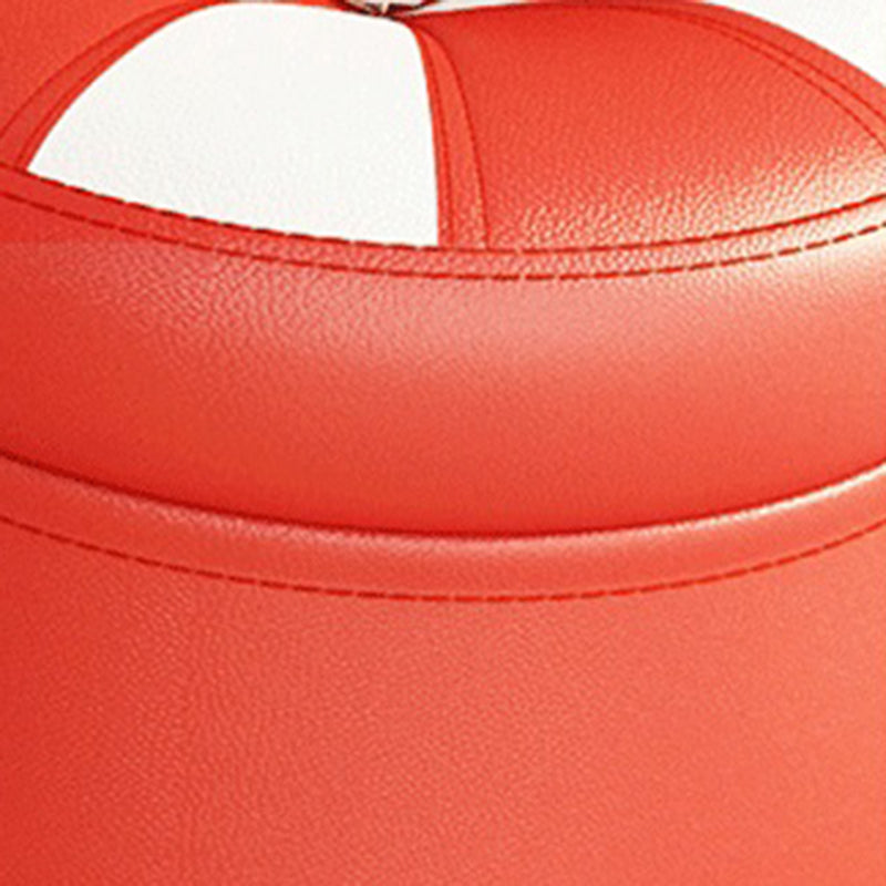 Minimalist Round Ottoman Contrast Panel Faux Leather Indoor Round Chair Ottoman Clearhalo 'furn' 'furn_ottomans_poufs' 'Furniture' 'Living Room Furniture' 'Ottomans & Poufs' 'ottomans_poufs' 5852379