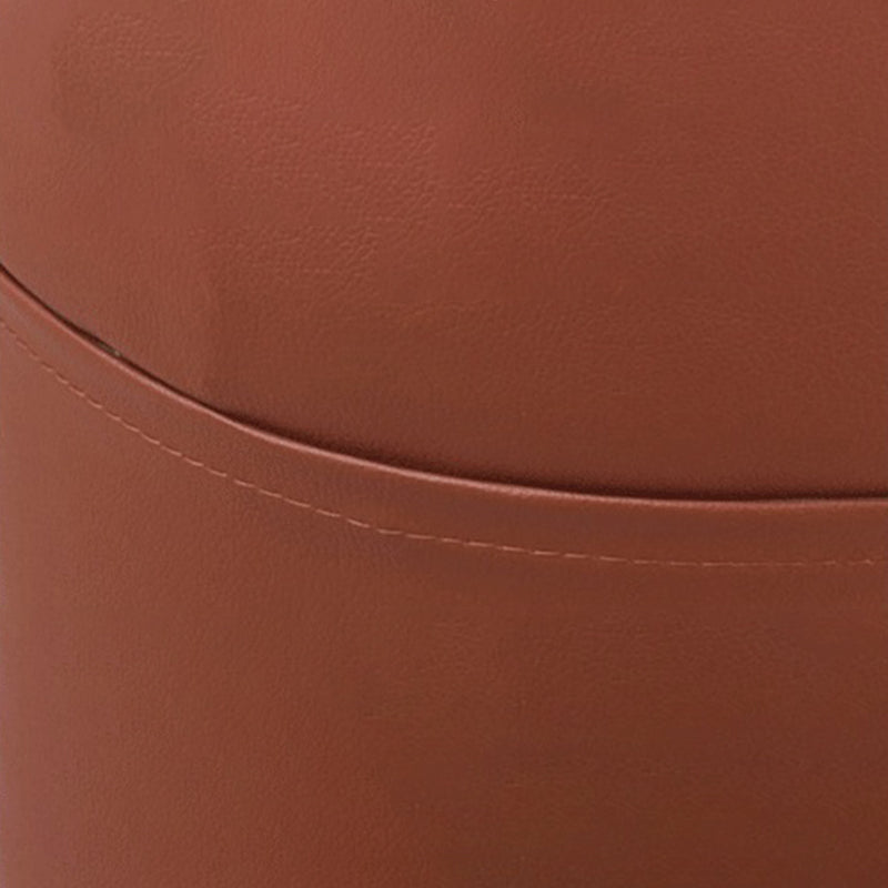 Minimalist Round Ottoman Contrast Panel Faux Leather Indoor Round Chair Ottoman Clearhalo 'furn' 'furn_ottomans_poufs' 'Furniture' 'Living Room Furniture' 'Ottomans & Poufs' 'ottomans_poufs' 5852382