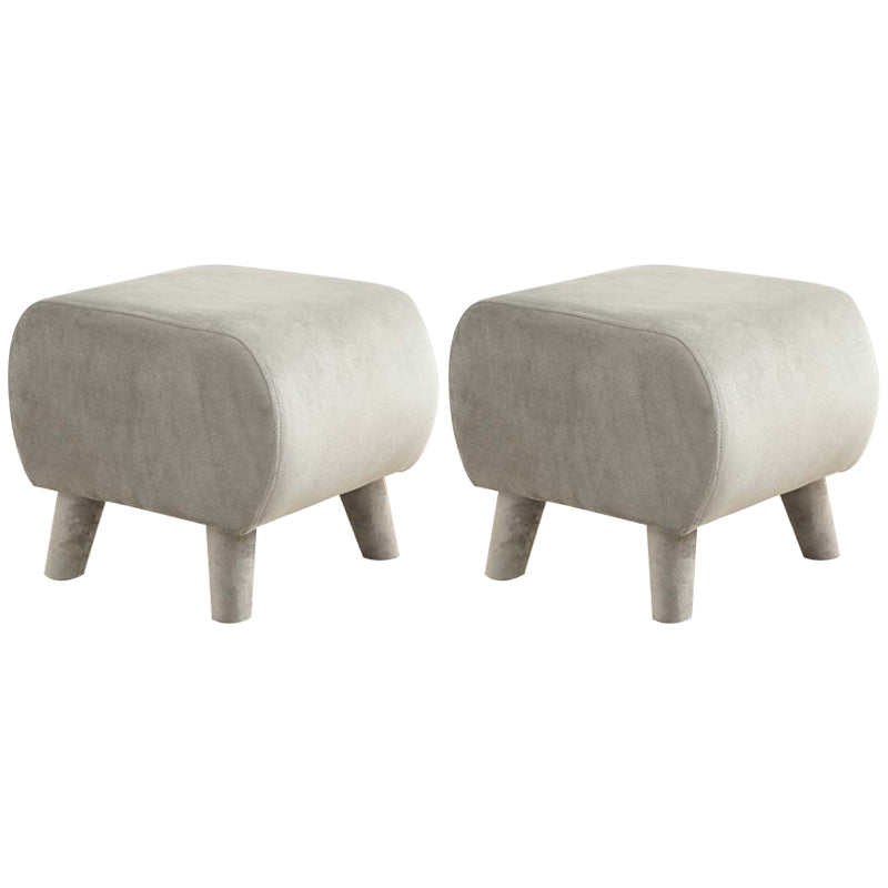 Stylish Indoor Velvet Ottoman Solid Color Stain Resistant Footstool Ottoman Grey 2 Piece Set Clearhalo 'furn' 'furn_ottomans_poufs' 'Furniture' 'Living Room Furniture' 'Ottomans & Poufs' 'ottomans_poufs' 5852400