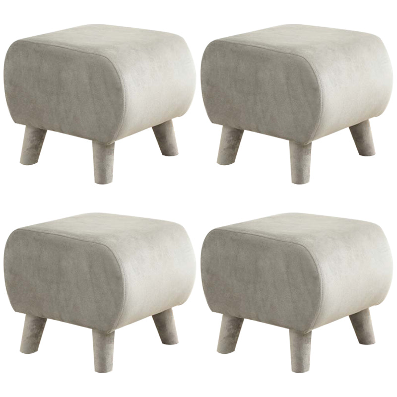 Stylish Indoor Velvet Ottoman Solid Color Stain Resistant Footstool Ottoman Grey 4 Piece Set Clearhalo 'furn' 'furn_ottomans_poufs' 'Furniture' 'Living Room Furniture' 'Ottomans & Poufs' 'ottomans_poufs' 5852401