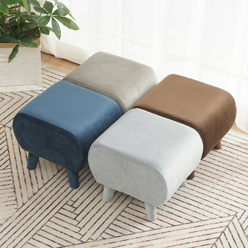 Stylish Indoor Velvet Ottoman Solid Color Stain Resistant Footstool Ottoman Clearhalo 'furn' 'furn_ottomans_poufs' 'Furniture' 'Living Room Furniture' 'Ottomans & Poufs' 'ottomans_poufs' 5852402