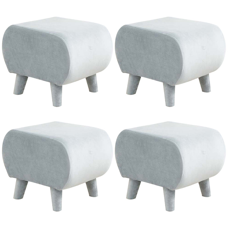 Stylish Indoor Velvet Ottoman Solid Color Stain Resistant Footstool Ottoman Light Blue 4 Piece Set Clearhalo 'furn' 'furn_ottomans_poufs' 'Furniture' 'Living Room Furniture' 'Ottomans & Poufs' 'ottomans_poufs' 5852408