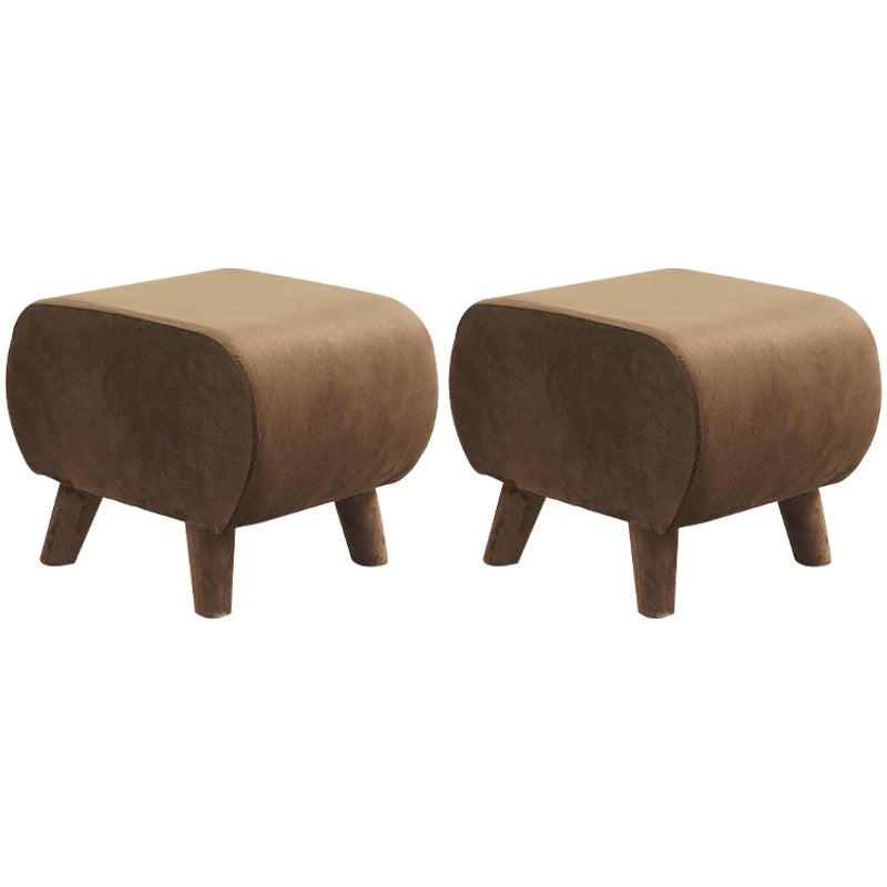 Stylish Indoor Velvet Ottoman Solid Color Stain Resistant Footstool Ottoman Brown 2 Piece Set Clearhalo 'furn' 'furn_ottomans_poufs' 'Furniture' 'Living Room Furniture' 'Ottomans & Poufs' 'ottomans_poufs' 5852411