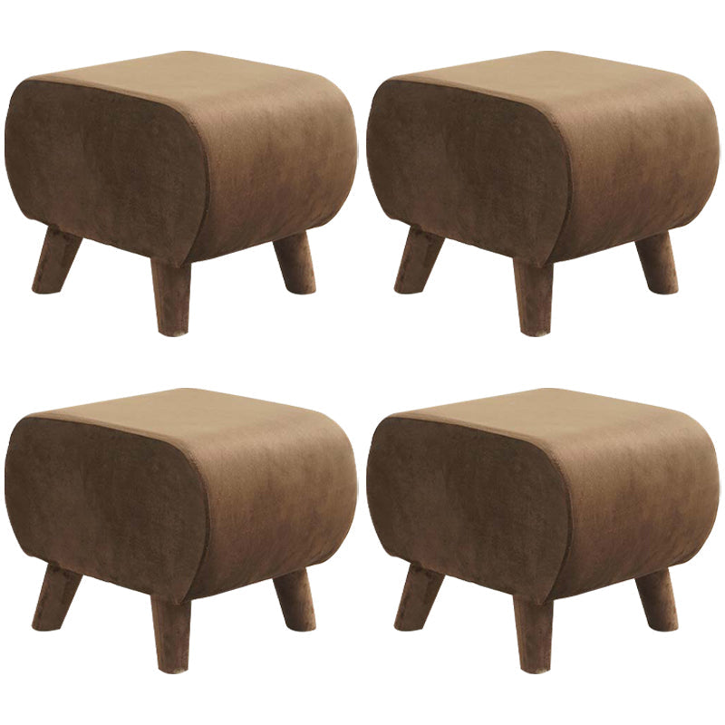 Stylish Indoor Velvet Ottoman Solid Color Stain Resistant Footstool Ottoman Brown 4 Piece Set Clearhalo 'furn' 'furn_ottomans_poufs' 'Furniture' 'Living Room Furniture' 'Ottomans & Poufs' 'ottomans_poufs' 5852414