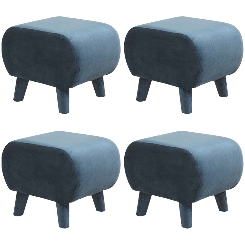 Stylish Indoor Velvet Ottoman Solid Color Stain Resistant Footstool Ottoman Blue 4 Piece Set Clearhalo 'furn' 'furn_ottomans_poufs' 'Furniture' 'Living Room Furniture' 'Ottomans & Poufs' 'ottomans_poufs' 5852420