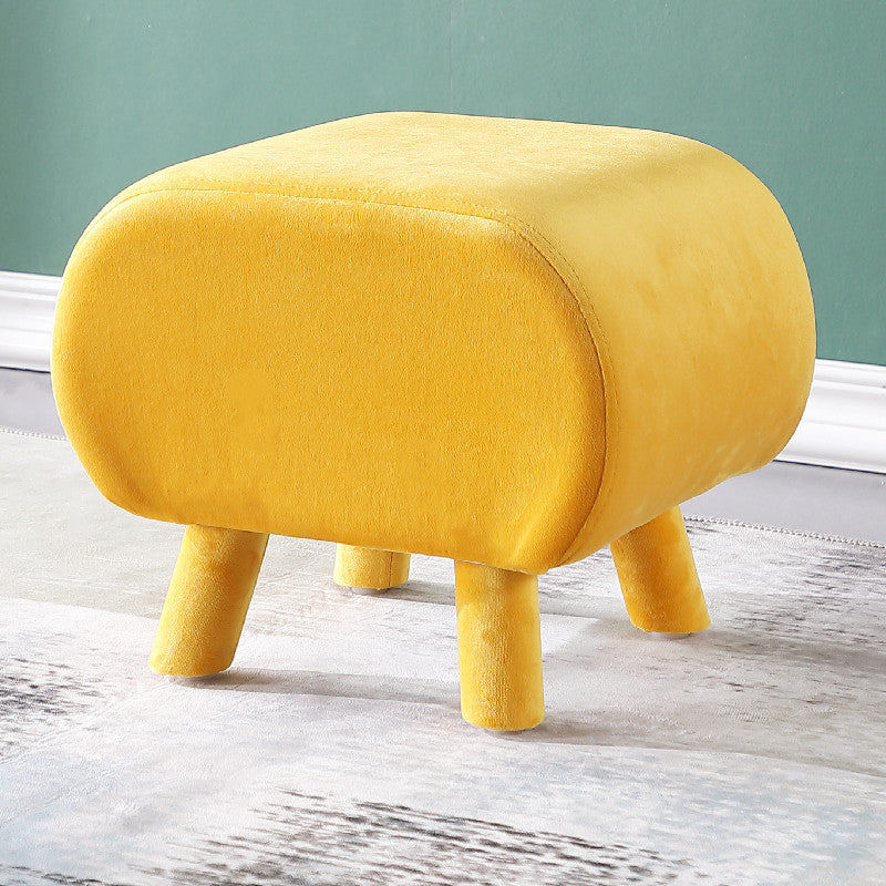 Stylish Indoor Velvet Ottoman Solid Color Stain Resistant Footstool Ottoman Yellow 1 Piece Clearhalo 'furn' 'furn_ottomans_poufs' 'Furniture' 'Living Room Furniture' 'Ottomans & Poufs' 'ottomans_poufs' 5852422