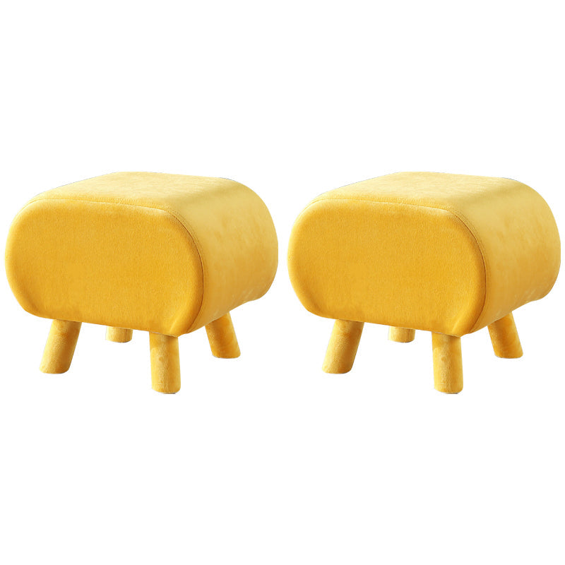 Stylish Indoor Velvet Ottoman Solid Color Stain Resistant Footstool Ottoman Yellow 2 Piece Set Clearhalo 'furn' 'furn_ottomans_poufs' 'Furniture' 'Living Room Furniture' 'Ottomans & Poufs' 'ottomans_poufs' 5852423