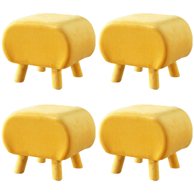 Stylish Indoor Velvet Ottoman Solid Color Stain Resistant Footstool Ottoman Yellow 4 Piece Set Clearhalo 'furn' 'furn_ottomans_poufs' 'Furniture' 'Living Room Furniture' 'Ottomans & Poufs' 'ottomans_poufs' 5852425