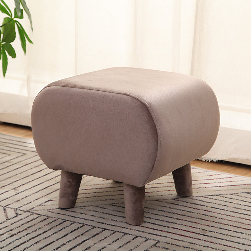 Stylish Indoor Velvet Ottoman Solid Color Stain Resistant Footstool Ottoman Khaki 1 Piece Clearhalo 'furn' 'furn_ottomans_poufs' 'Furniture' 'Living Room Furniture' 'Ottomans & Poufs' 'ottomans_poufs' 5852426