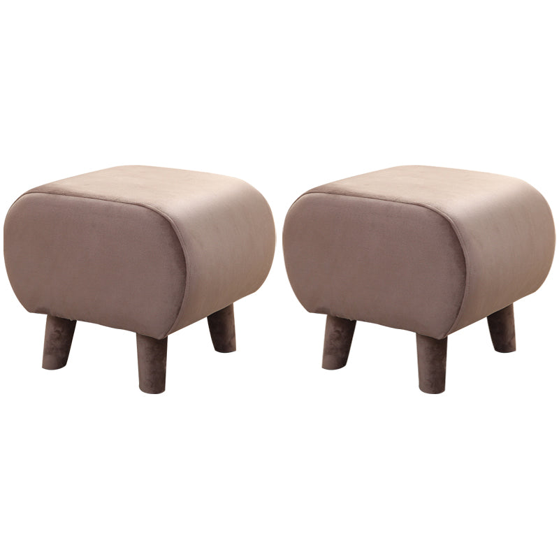 Stylish Indoor Velvet Ottoman Solid Color Stain Resistant Footstool Ottoman Khaki 2 Piece Set Clearhalo 'furn' 'furn_ottomans_poufs' 'Furniture' 'Living Room Furniture' 'Ottomans & Poufs' 'ottomans_poufs' 5852427