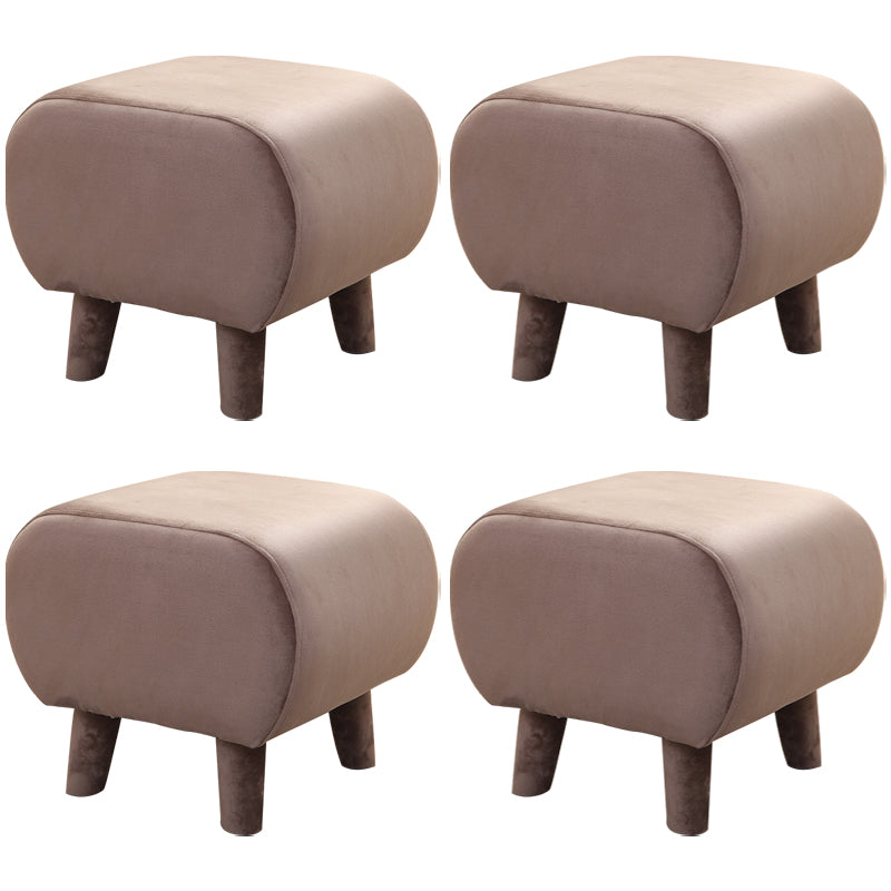 Stylish Indoor Velvet Ottoman Solid Color Stain Resistant Footstool Ottoman Khaki 4 Piece Set Clearhalo 'furn' 'furn_ottomans_poufs' 'Furniture' 'Living Room Furniture' 'Ottomans & Poufs' 'ottomans_poufs' 5852428