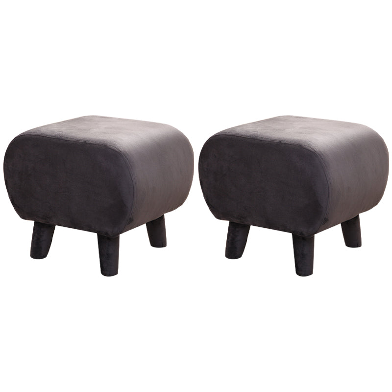 Stylish Indoor Velvet Ottoman Solid Color Stain Resistant Footstool Ottoman Dark Gray 2 Piece Set Clearhalo 'furn' 'furn_ottomans_poufs' 'Furniture' 'Living Room Furniture' 'Ottomans & Poufs' 'ottomans_poufs' 5852433