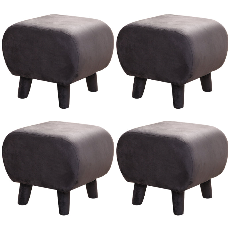 Stylish Indoor Velvet Ottoman Solid Color Stain Resistant Footstool Ottoman Dark Gray 4 Piece Set Clearhalo 'furn' 'furn_ottomans_poufs' 'Furniture' 'Living Room Furniture' 'Ottomans & Poufs' 'ottomans_poufs' 5852434