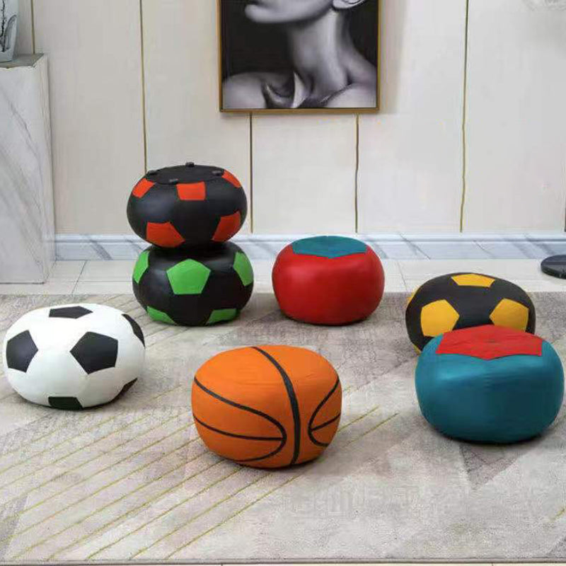 Water Resistant Standard Round Modern Red Leather Pouf for Living Room Clearhalo 'furn' 'furn_ottomans_poufs' 'Furniture' 'Living Room Furniture' 'Ottomans & Poufs' 'ottomans_poufs' 5852436