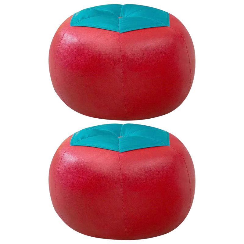 Water Resistant Standard Round Modern Red Leather Pouf for Living Room Red 2 Piece Set Clearhalo 'furn' 'furn_ottomans_poufs' 'Furniture' 'Living Room Furniture' 'Ottomans & Poufs' 'ottomans_poufs' 5852438