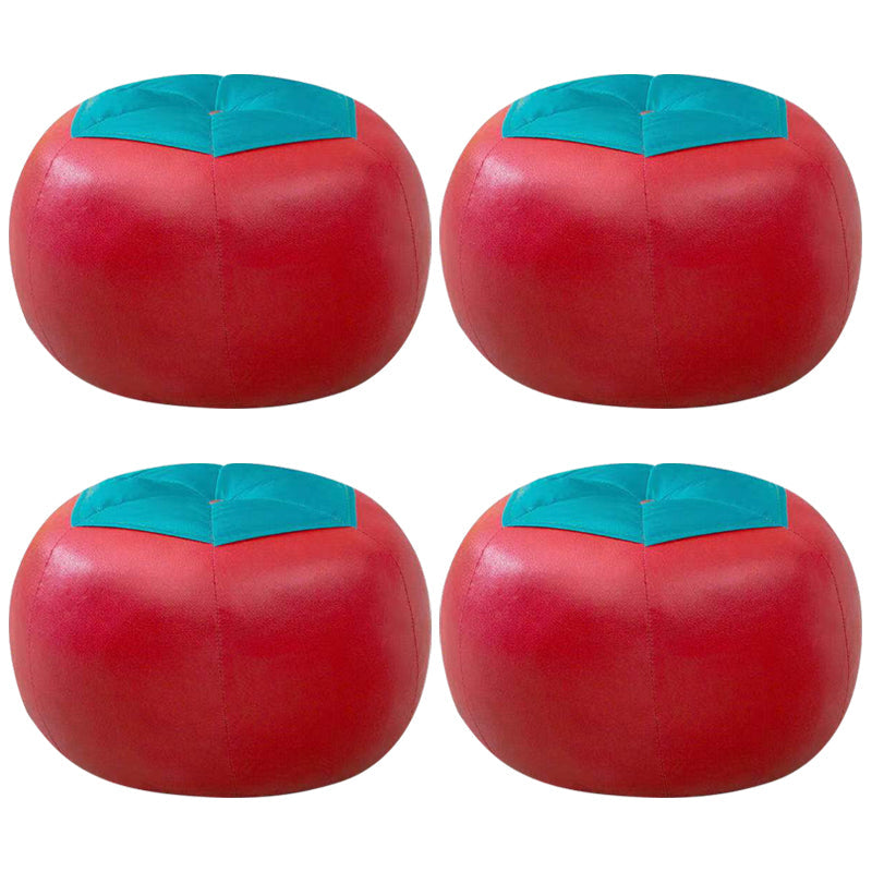 Water Resistant Standard Round Modern Red Leather Pouf for Living Room Red 4 Piece Set Clearhalo 'furn' 'furn_ottomans_poufs' 'Furniture' 'Living Room Furniture' 'Ottomans & Poufs' 'ottomans_poufs' 5852441