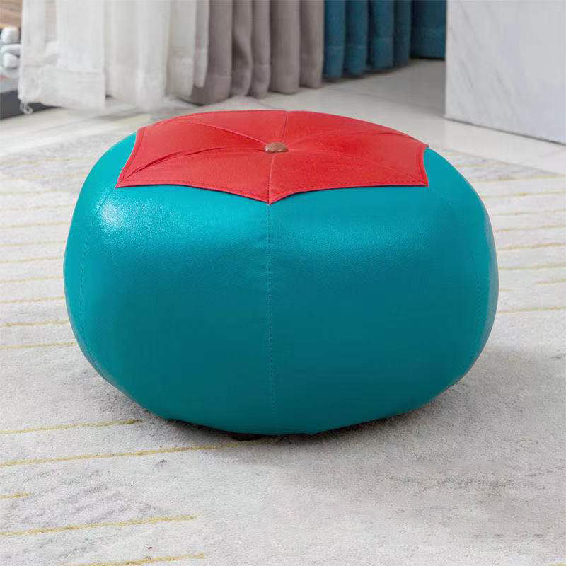 Water Resistant Standard Round Modern Red Leather Pouf for Living Room Green 1 Piece Clearhalo 'furn' 'furn_ottomans_poufs' 'Furniture' 'Living Room Furniture' 'Ottomans & Poufs' 'ottomans_poufs' 5852442