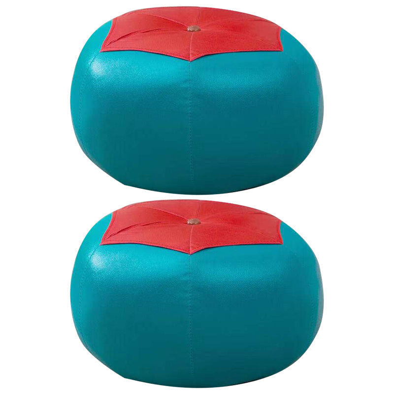 Water Resistant Standard Round Modern Red Leather Pouf for Living Room Green 2 Piece Set Clearhalo 'furn' 'furn_ottomans_poufs' 'Furniture' 'Living Room Furniture' 'Ottomans & Poufs' 'ottomans_poufs' 5852445