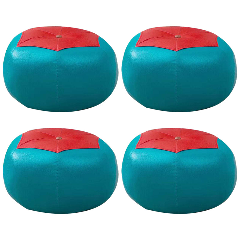 Water Resistant Standard Round Modern Red Leather Pouf for Living Room Green 4 Piece Set Clearhalo 'furn' 'furn_ottomans_poufs' 'Furniture' 'Living Room Furniture' 'Ottomans & Poufs' 'ottomans_poufs' 5852446