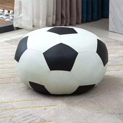Water Resistant Standard Round Modern Red Leather Pouf for Living Room White 1 Piece Clearhalo 'furn' 'furn_ottomans_poufs' 'Furniture' 'Living Room Furniture' 'Ottomans & Poufs' 'ottomans_poufs' 5852447