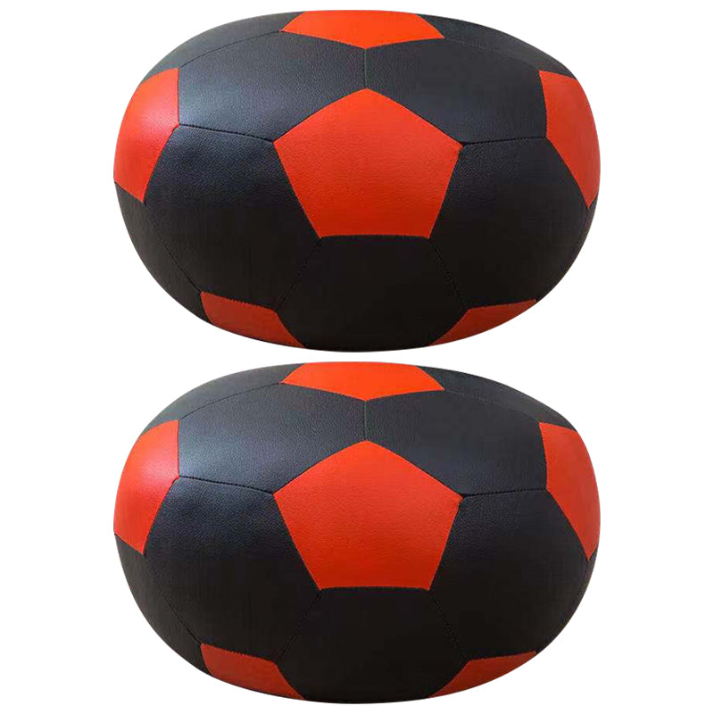 Water Resistant Standard Round Modern Red Leather Pouf for Living Room Crimson 2 Piece Set Clearhalo 'furn' 'furn_ottomans_poufs' 'Furniture' 'Living Room Furniture' 'Ottomans & Poufs' 'ottomans_poufs' 5852454