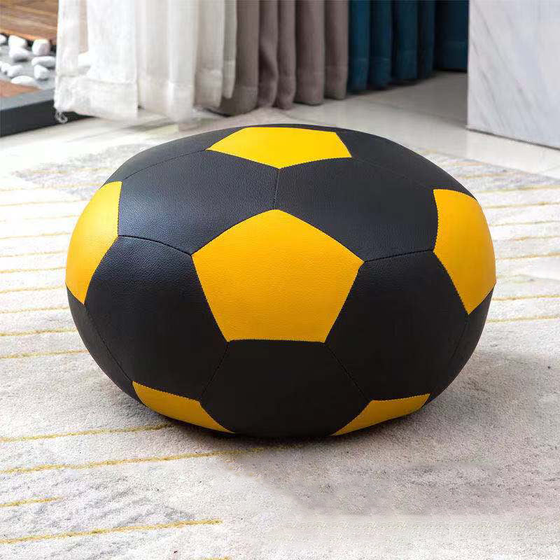 Water Resistant Standard Round Modern Red Leather Pouf for Living Room Yellow 1 Piece Clearhalo 'furn' 'furn_ottomans_poufs' 'Furniture' 'Living Room Furniture' 'Ottomans & Poufs' 'ottomans_poufs' 5852456