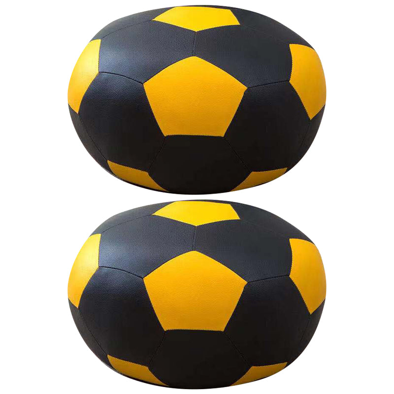 Water Resistant Standard Round Modern Red Leather Pouf for Living Room Yellow 2 Piece Set Clearhalo 'furn' 'furn_ottomans_poufs' 'Furniture' 'Living Room Furniture' 'Ottomans & Poufs' 'ottomans_poufs' 5852457