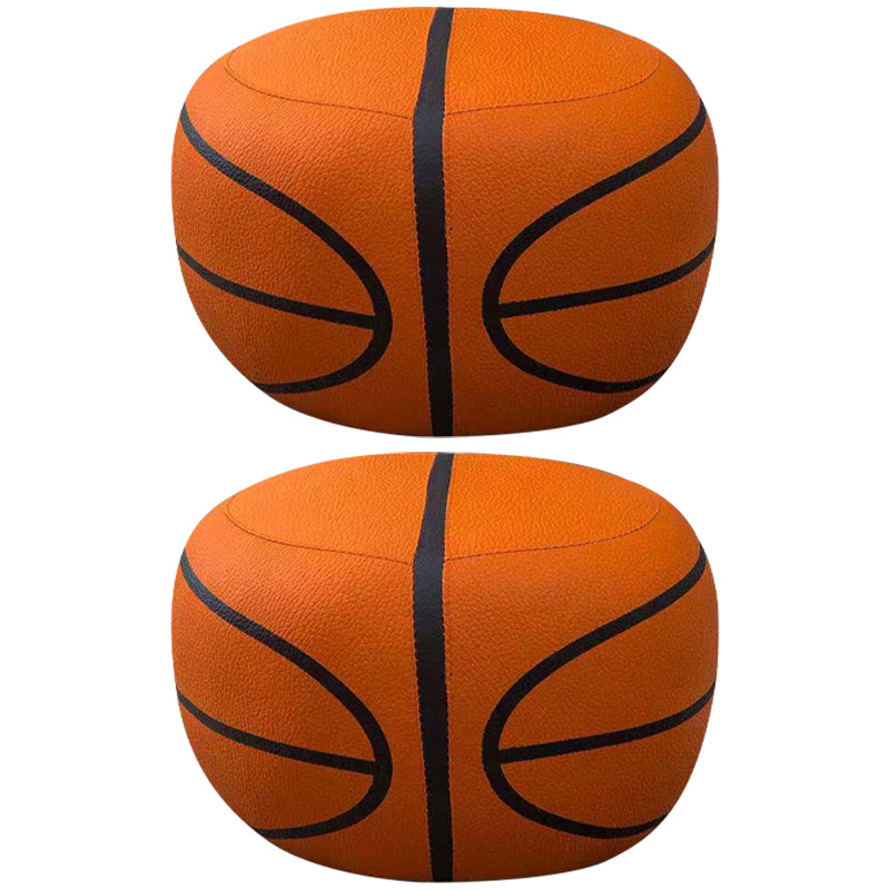 Water Resistant Standard Round Modern Red Leather Pouf for Living Room Orange 2 Piece Set Clearhalo 'furn' 'furn_ottomans_poufs' 'Furniture' 'Living Room Furniture' 'Ottomans & Poufs' 'ottomans_poufs' 5852460