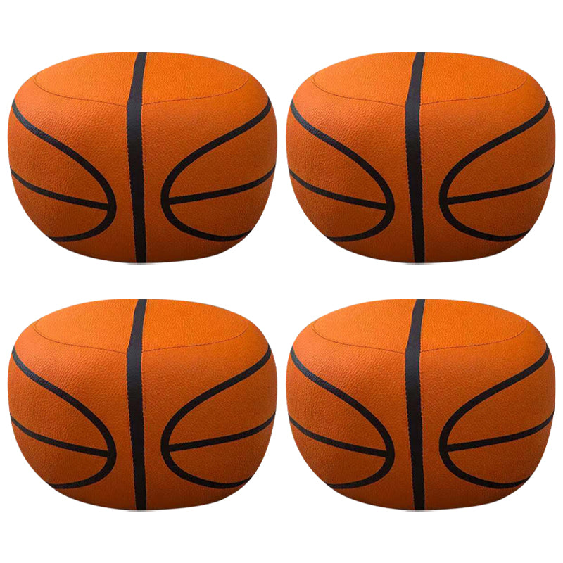 Water Resistant Standard Round Modern Red Leather Pouf for Living Room Orange 4 Piece Set Clearhalo 'furn' 'furn_ottomans_poufs' 'Furniture' 'Living Room Furniture' 'Ottomans & Poufs' 'ottomans_poufs' 5852461