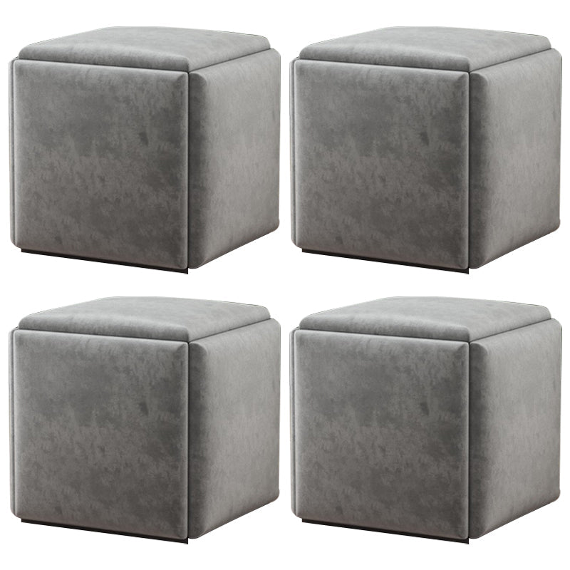 Modern Square Pouf Chair Plain Velvet with Storage Chair Ottoman
