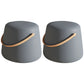 Stylish Round Ottoman Pure Color Faux Leather Water Resistant Standard Ottoman Dark Gray 2 Piece Set Clearhalo 'furn' 'furn_ottomans_poufs' 'Furniture' 'Living Room Furniture' 'Ottomans & Poufs' 'ottomans_poufs' 5852548