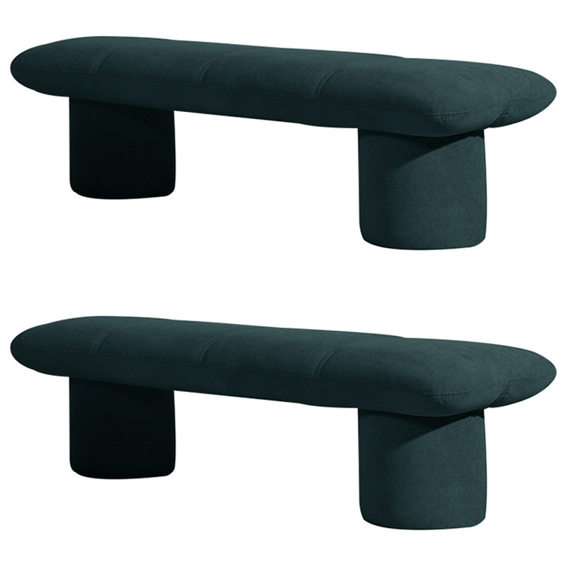 Modern Velvet Boucle Pouf Plain Rectangle Water Resistant Sherpa Pouf 44.5"L x 13"W x 13"H Dark Green 2 Piece Set Clearhalo 'furn' 'furn_ottomans_poufs' 'Furniture' 'Living Room Furniture' 'Ottomans & Poufs' 'ottomans_poufs' 5852618